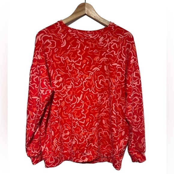 Athleta balance sweatshirt in Abstract Floral Matador Red - size medium - Picture 4 of 9